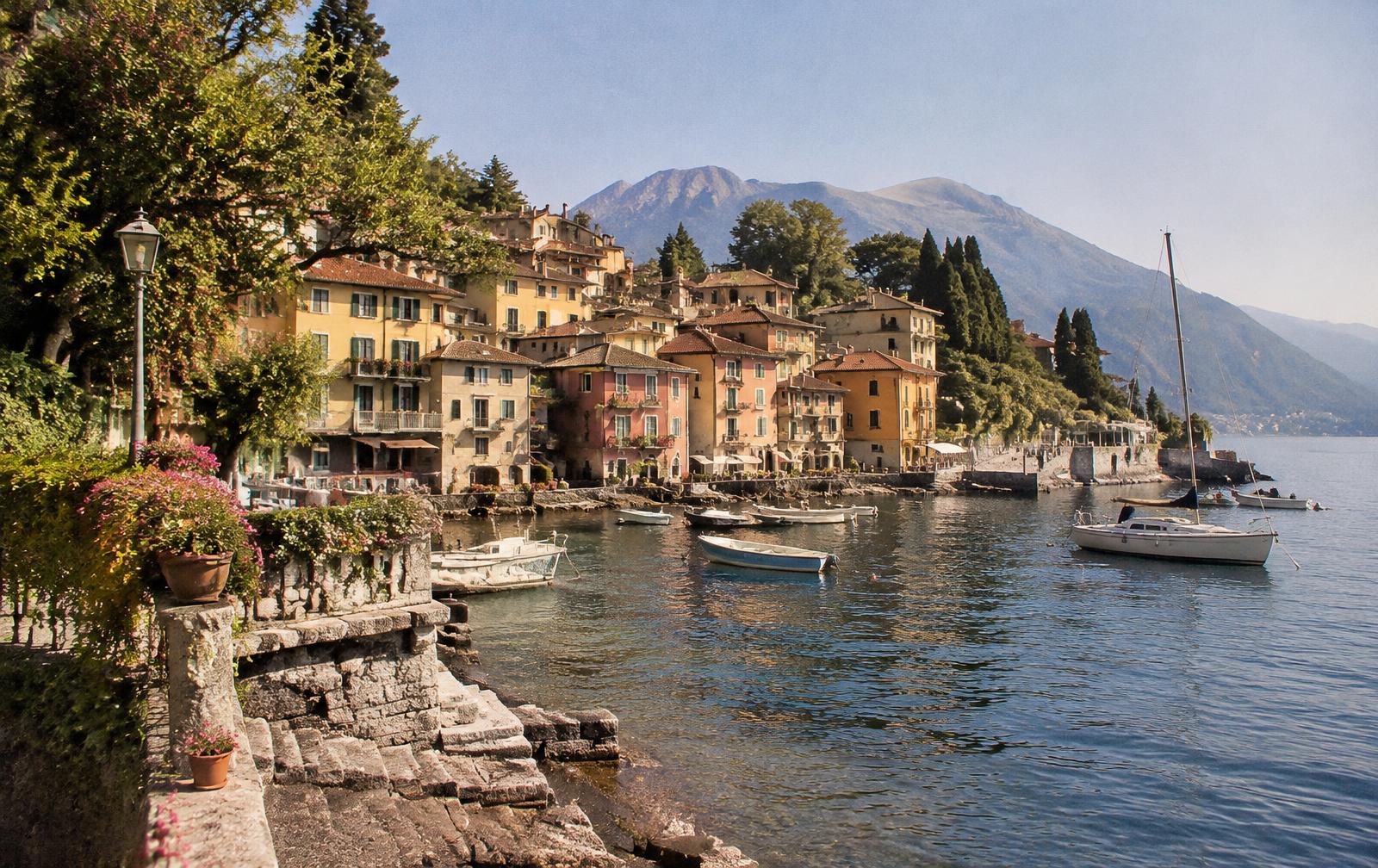 A lakeside village harbour